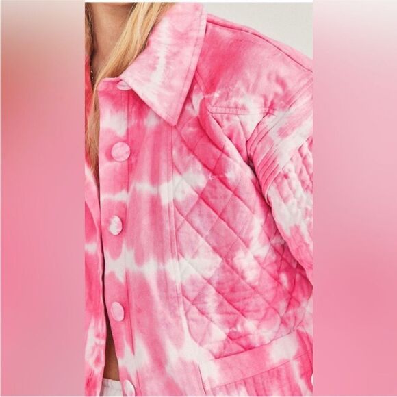 Loveshackfancy Pink Tie-Dye Quilted Jacket, M - Picture 3 of 13